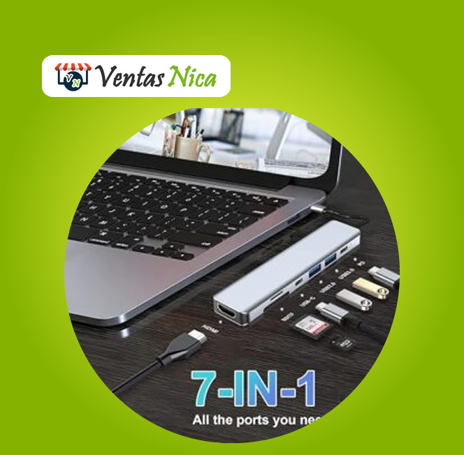 Electronico Adaptador Celular OTG TipoC a HDMI/USB/MicroSD/Dex/Macbook 7en1