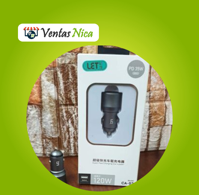 Electronico Cargador Vehicular 120W USB+TipoC iPhone15 PD35W