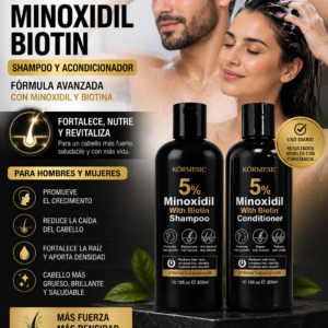 KORMESIC Champú + Rinse con 5% de Minoxidil y Biotina 260ml