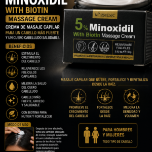 KORMESIC Crema de Masaje para el cuero cabelludo con 5% de minoxidil 100g