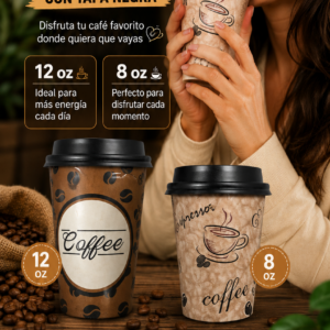 VASO (CREMA) DE PAPEL UNA CAPA 8 ONZAS COFFEE CLUB 50 UNDS