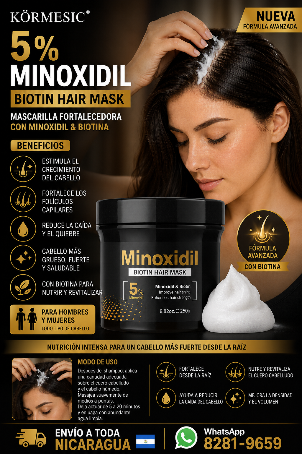 KORMESIC Crema Capilar Capello Revitalizante 5% Minoxidil 250g