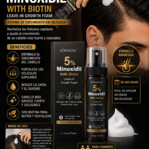KORMESIC Champú seco en espuma para cabello con 5% de minoxidil (60ml)